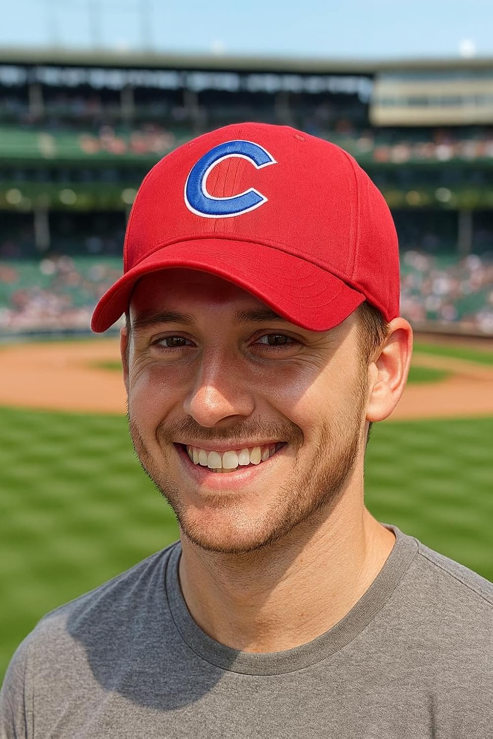 Officially Licensed Chicago Baseball Red MVP Hat Adjustable Cubs Classic Team Logo Embroidered Structured Cap
