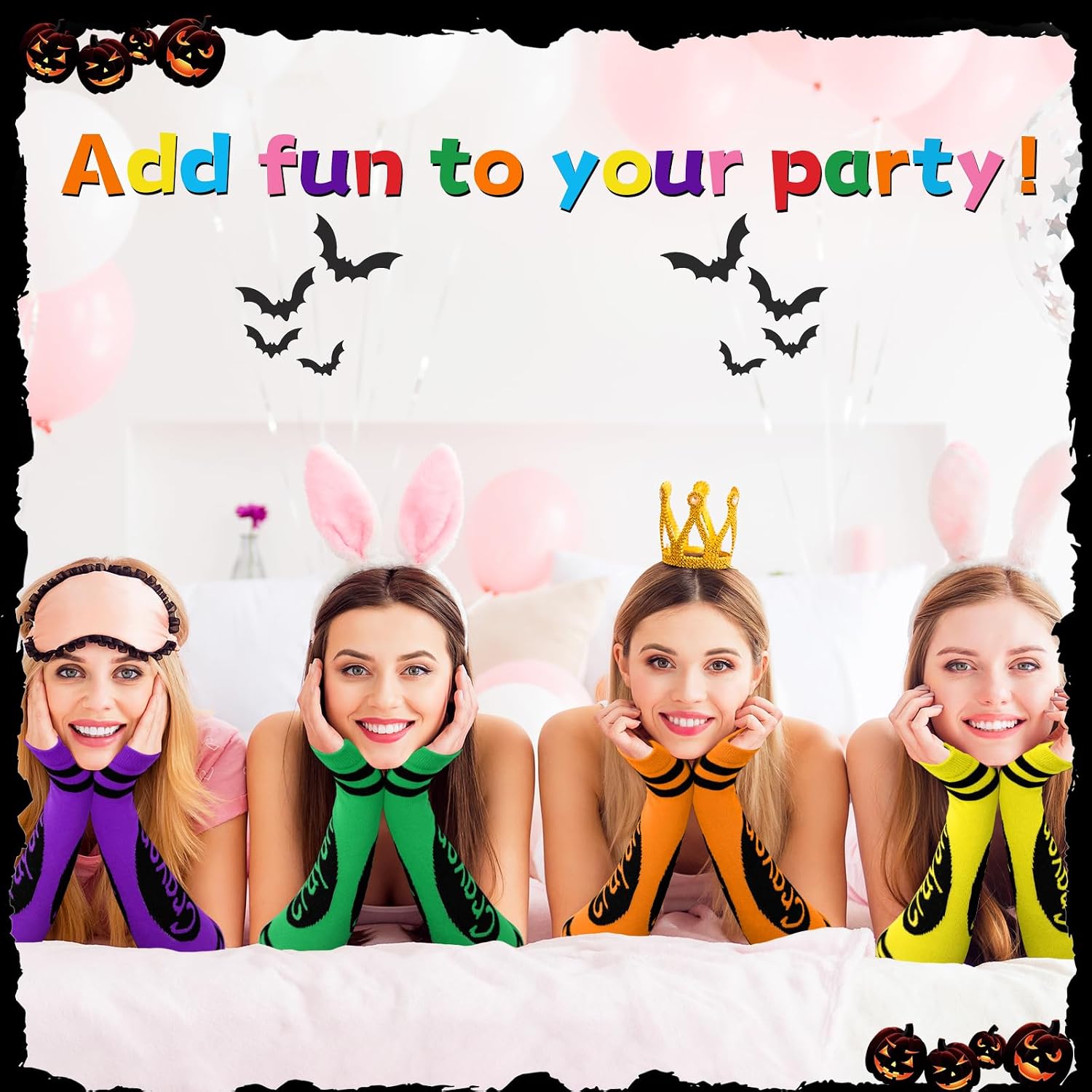 8 Pairs Back to School Crayon Long Fingerless Gloves for Women Classroom Colorful Funny Girls Pencil Knit Warmer Thumb Hole Stretchy Gloves Rainbow Crayon Arm Elbow Sleeves for Costume Party Supplies
