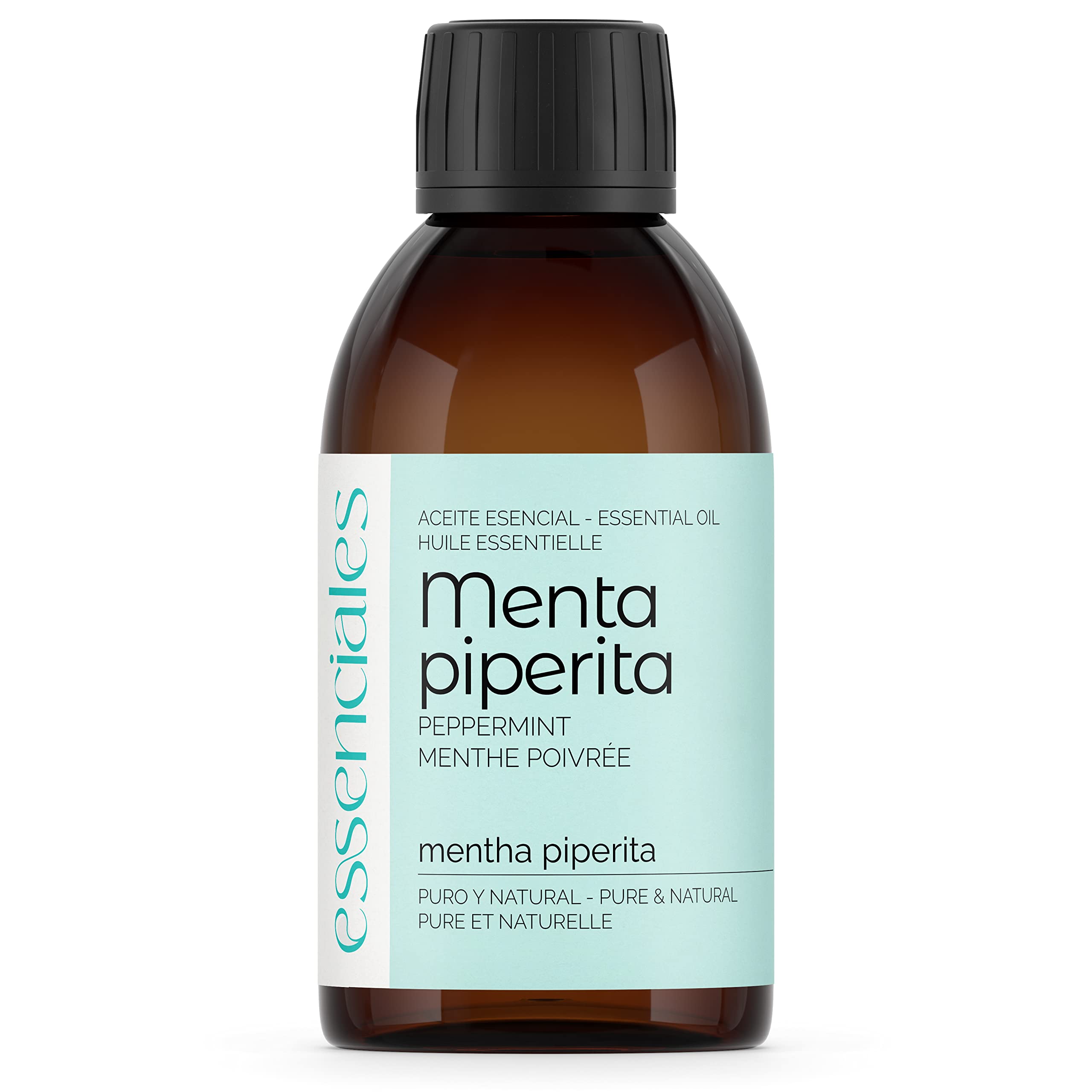 ESSENCIALES Aceite Esencial de Menta Piperita 200 ml – 100% Puro y Natural – Aroma Refrescante y Estimulante – Ideal para Difusor y Aromaterapia