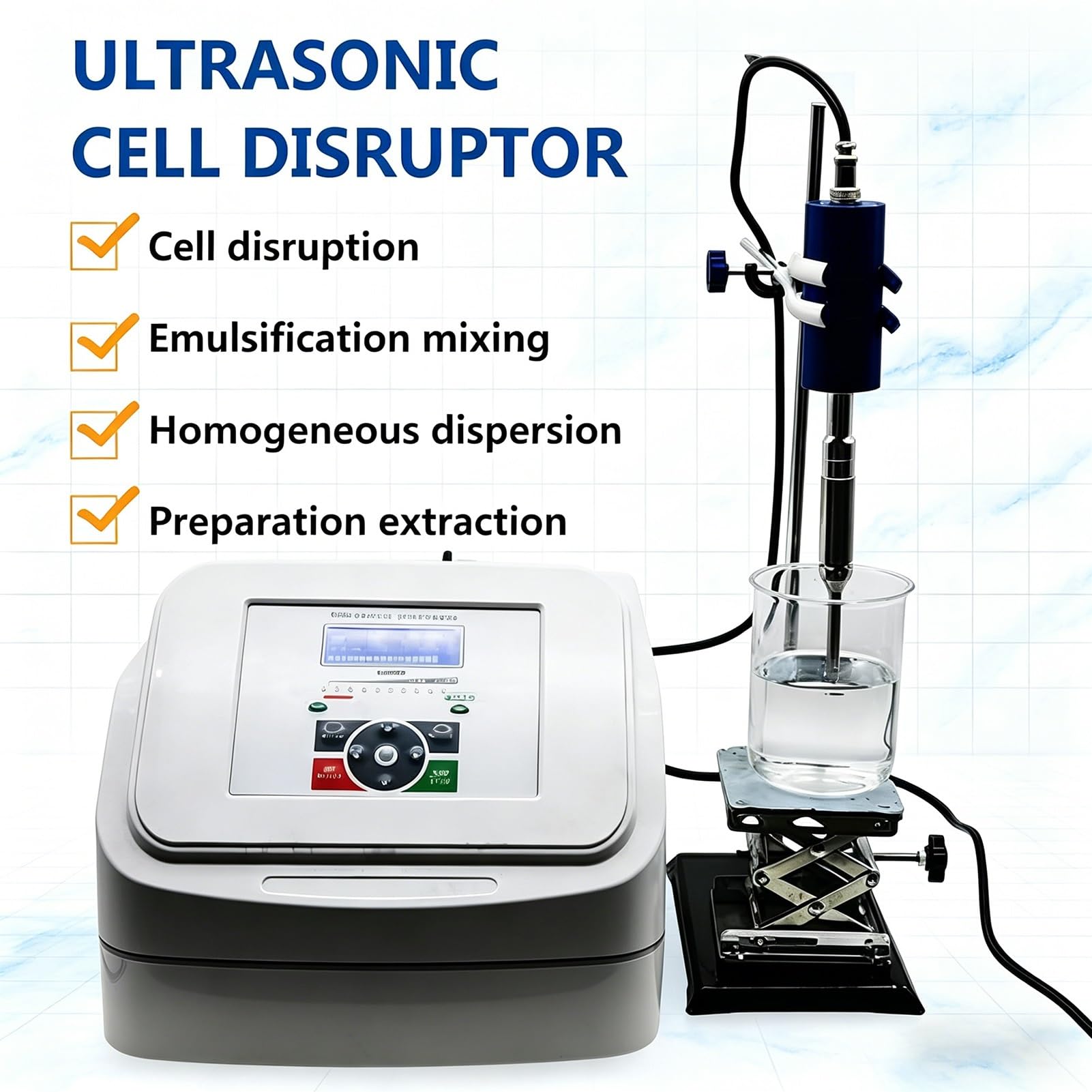 Ultraschall Homogenisierungssystem 800W 20kHz Laborprozessor mit Titanlegierung TC4 Sonde 1-500ml Forschungsgerät für Molekulare Dispersion und Zellunterbrechung