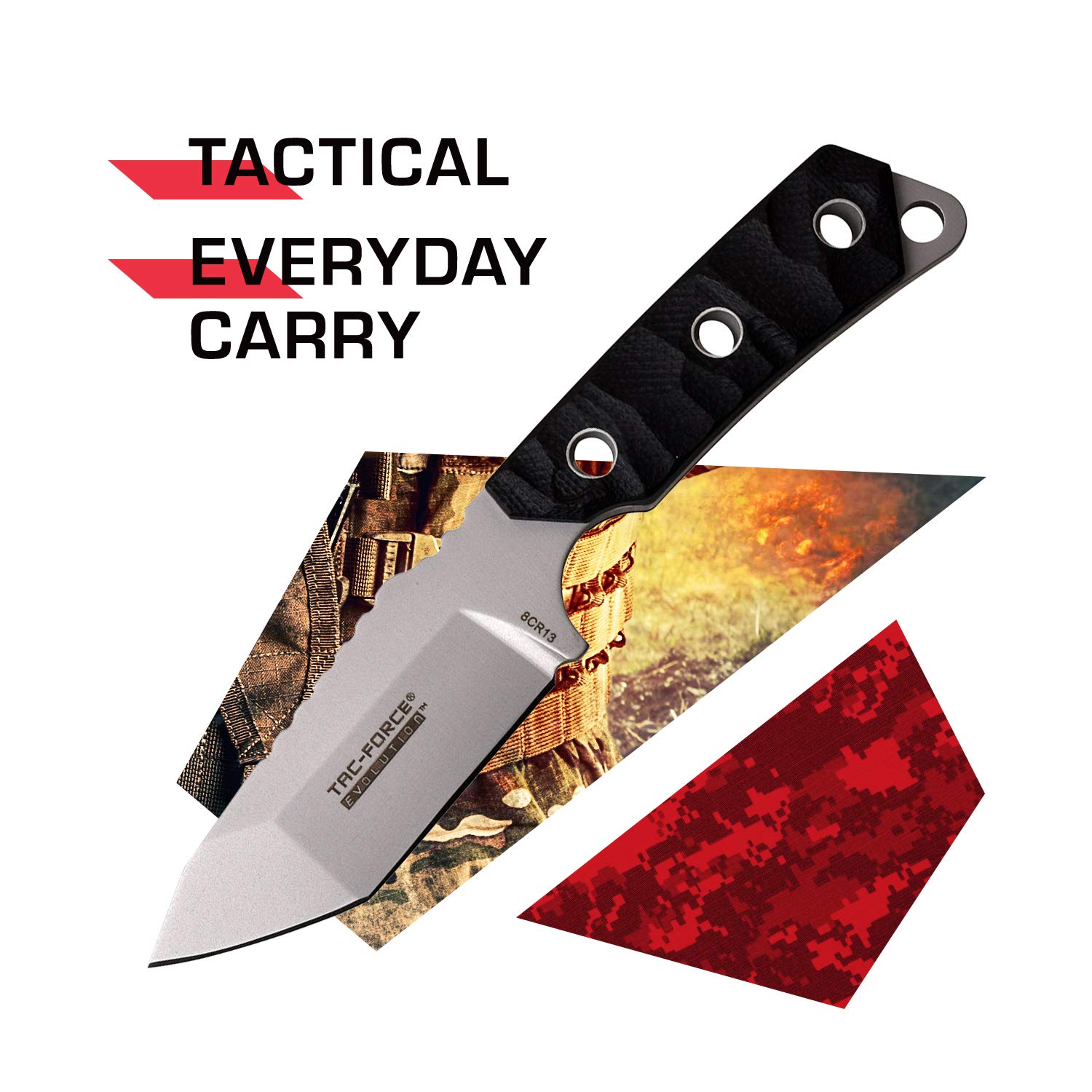 Tac-Force Evolution Path TFE-FIX011-BK nóż outdoorowy, czarny, długość ostrza: 7,1 cm