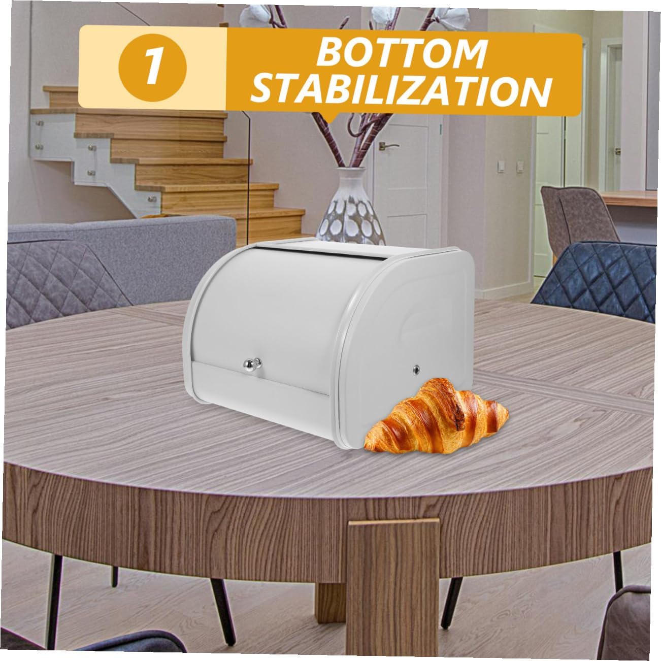 VILLCASE Farmhouse Style Bread Box for Countertop Small Milk White Metal Bread Bin with Rounded Edges Loaf Holder for Kitchen Bakery Coffee Shop Storage