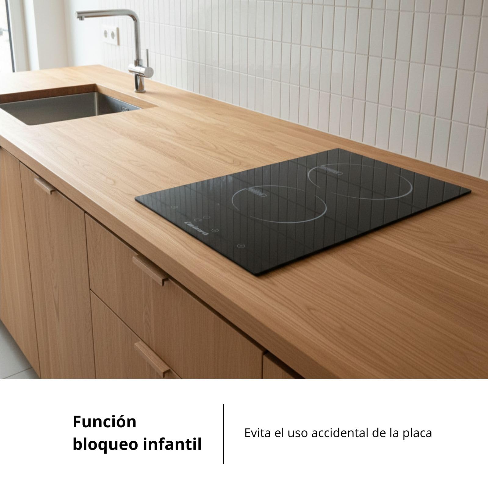 Corberó CCVGD25BF Plaque vitrocéramique 2 zones de cuisson 9 niveaux de puissance Contrôle tactile Arrêt automatique Puissance 2900 W Noir