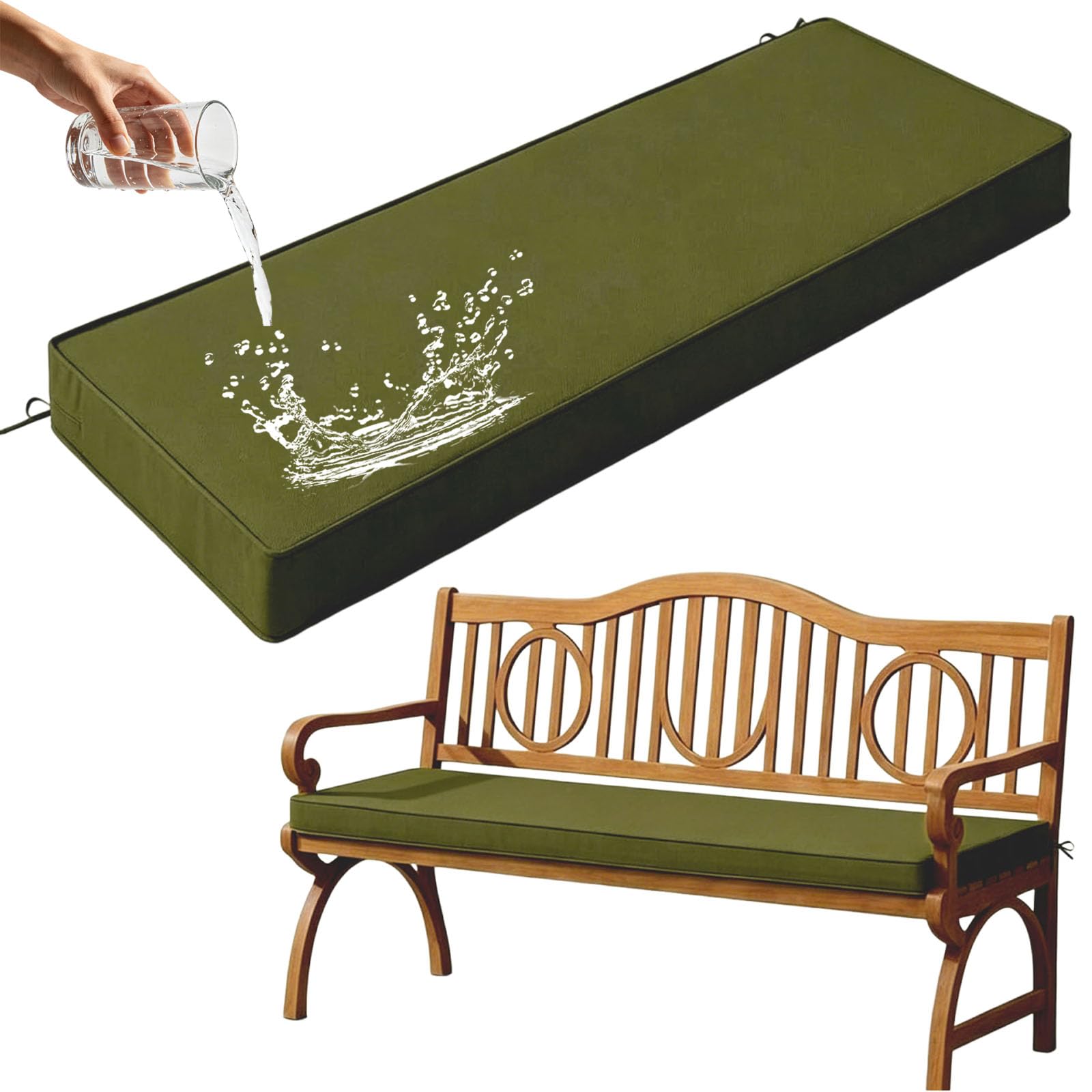 Wodoodporna poduszka na ławkę na zewnątrz 140 x 45 cm - odporna na promieniowanie UV antypoślizgowa wyściółka o grubości 7,6 cm zdejmowana r idealna do ogrodu huśtawka ganek sofa meble patio