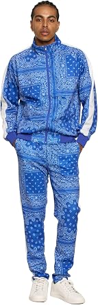 G-Style USA Mens Accented Bandana Paisley Tracksuit Set
