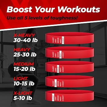 Loop Resistance Bands, 5 Exercise Bands, 540 lb, Boosting Workout Equipment Made of Durubbex, Resistance Bands for Working Out, Inner Thigh Exercise Equipment, Fitness & Workout Bands