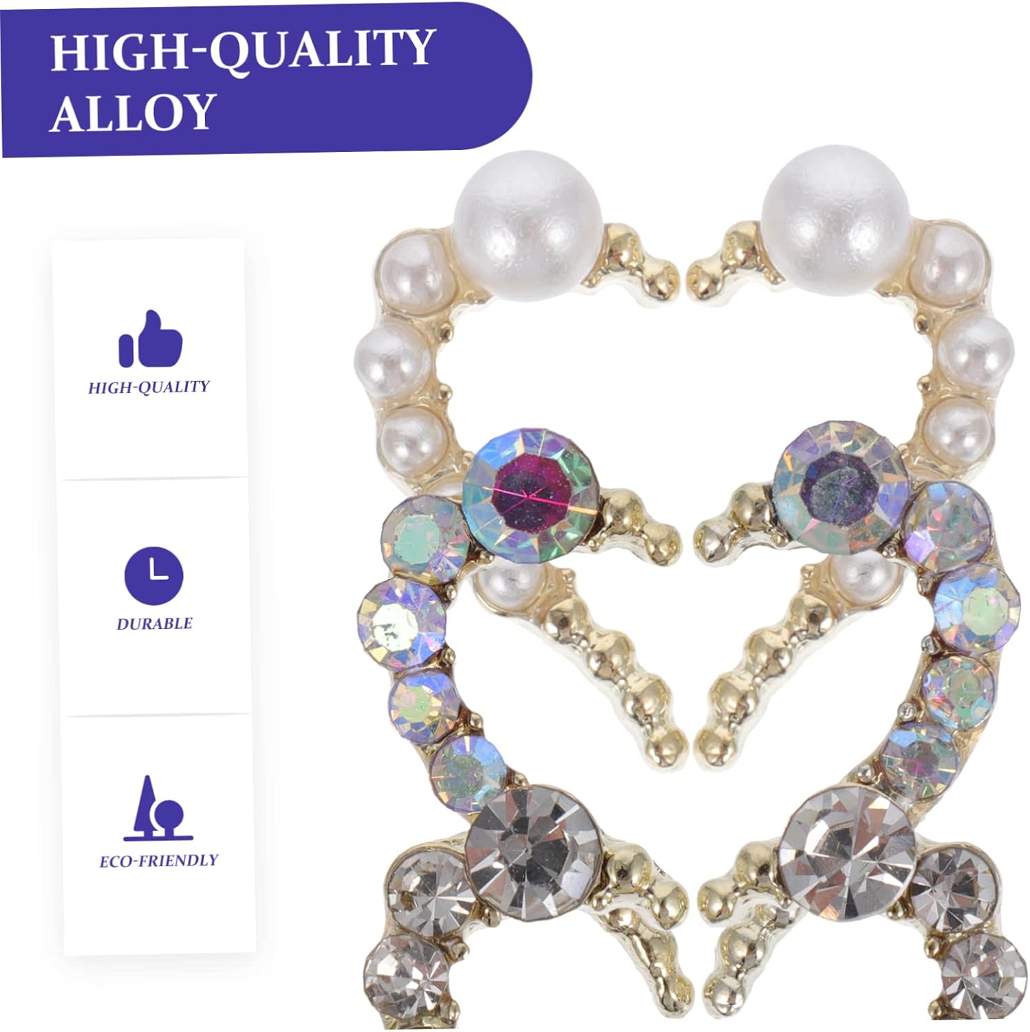 12pcs Heart Nail Charms for DIY Nail Art Metal Rhinestones Manicure Accessories Durable Decorations for Home Use for Parties and Special Occasions