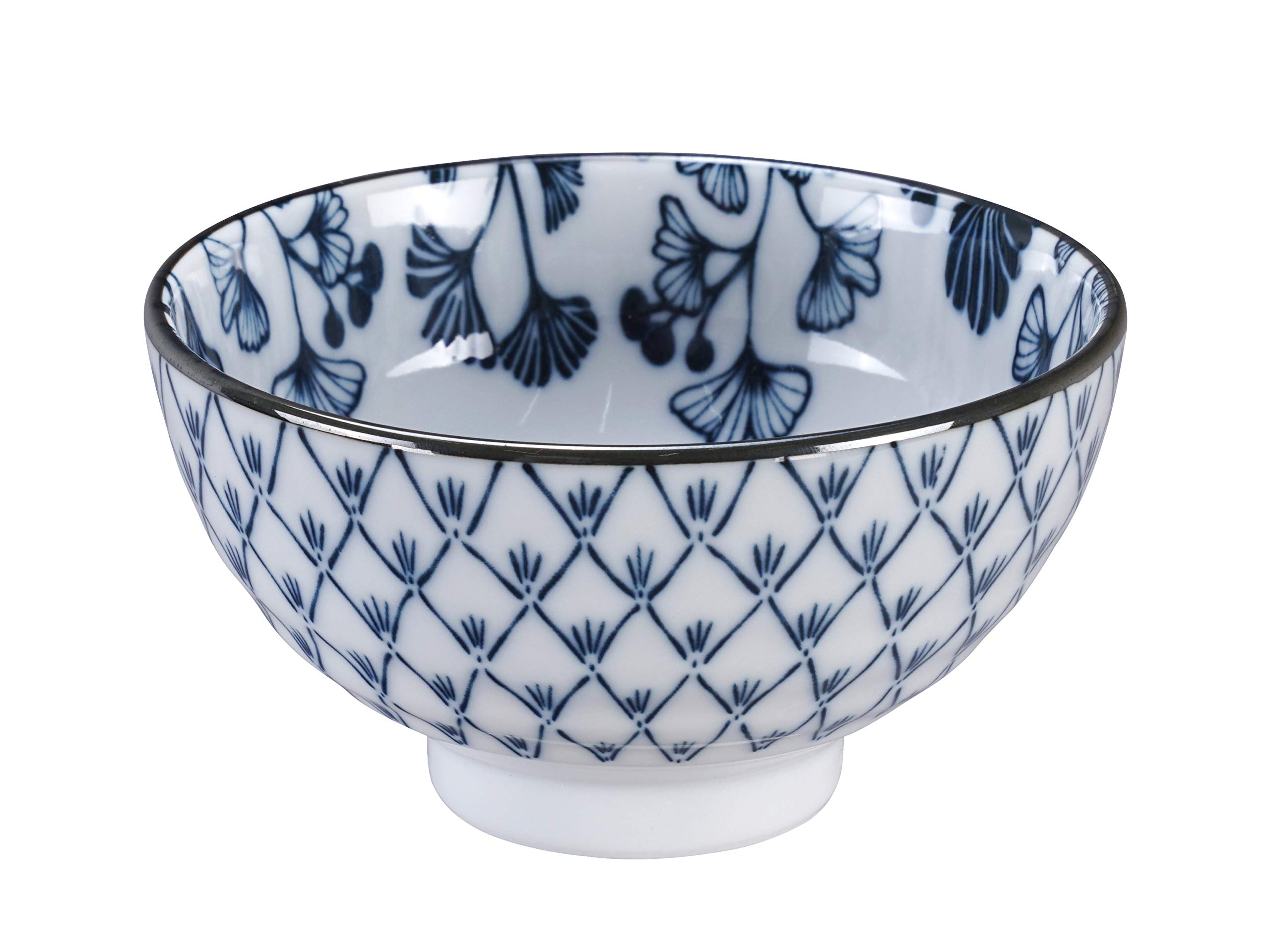 TOKYO design studio Flora Japonica Set de 4 Bols Bleu-Blanc, Ø 12 cm, Hauteur 6,3 cm, env. 300 ML, Porcelaine Japonaise, décor Floral Japonais, boîte Cadeau Incluse