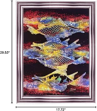 Batik Art Painting,#39;Fish and Prosperity' By Agung (45cm X 75cm)