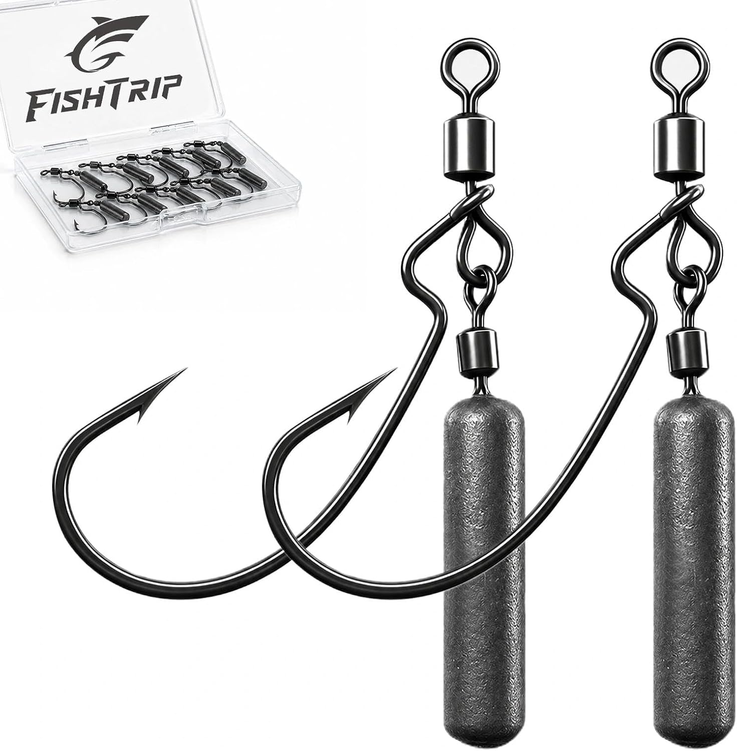 FishTrip Jika Rig Anzuelos EWG 1/8 oz-2# Hook para Pesca de Lobina 10 Piezas miniatura 8