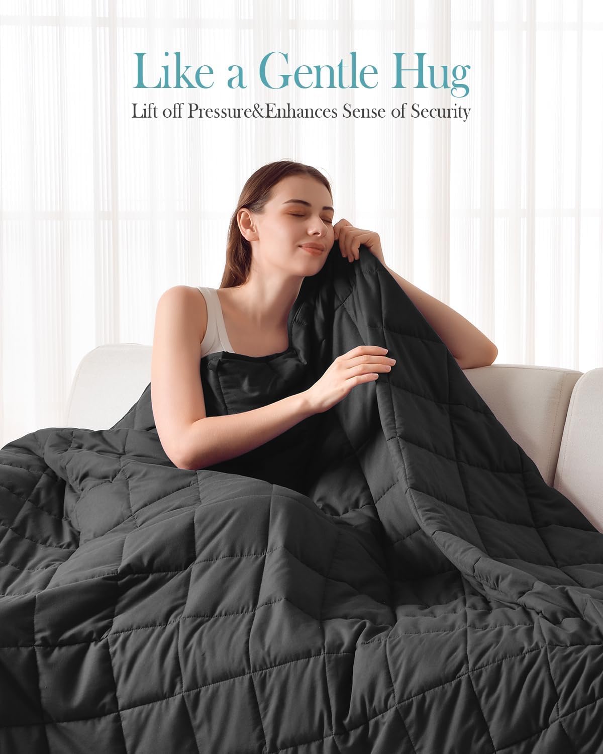Sivio Coperta ponderata da 9 kg, morbida coperta ponderata per adulti, traspirante in microfibra pesante con perline di vetro, per divano letto, tutte le stagioni, 150 x 200 cm, nero