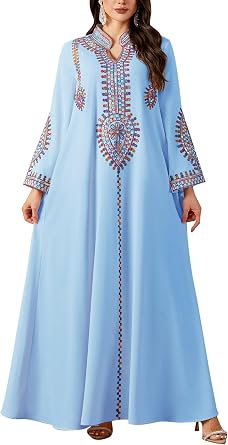ABEWIP Muslim Dresses for Women Ramadan Kimono Long Sleeve Embroidered Islamic Prayer Dress Turkey Dubai Eid Abaya Kaftan