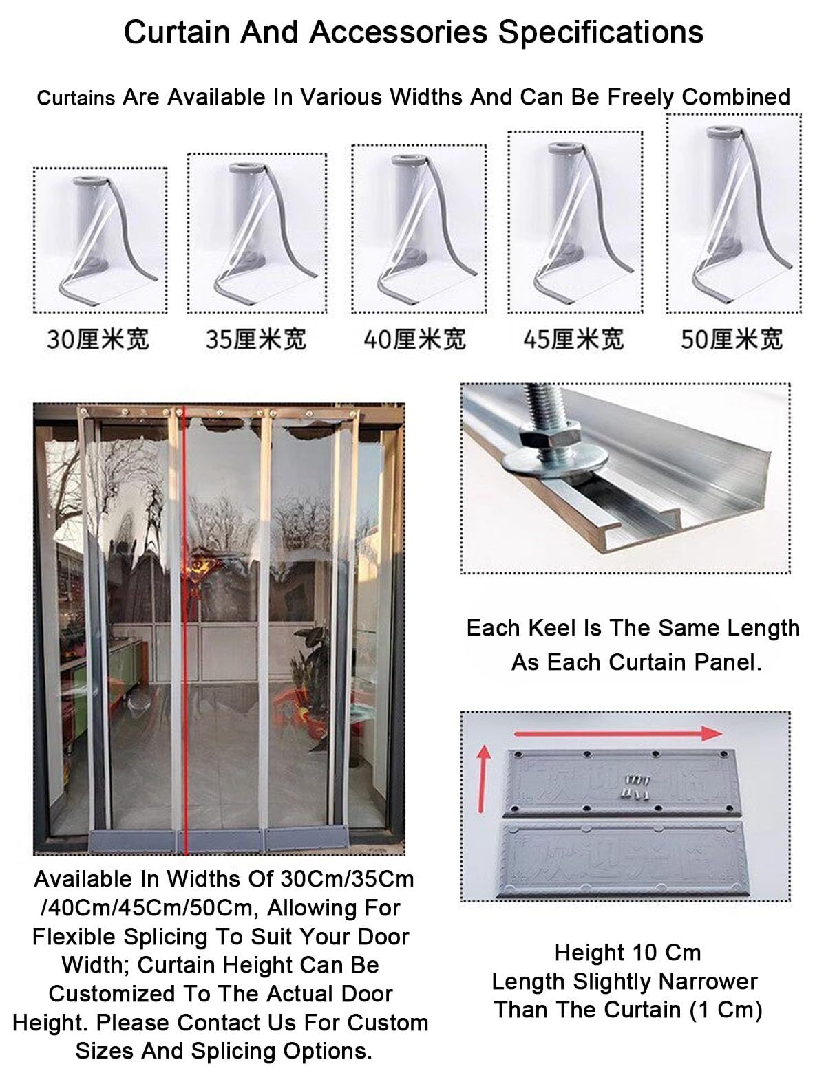 Kit Rideau à Lanières PVC, Rideaux à Lamelles Transparent Isolation Thermique Étanche Anti-Bruit Anti-Poussière, PVC Rideau de Porte Exterieur Vent pour Entrepôts Frigorifiques et Supermarchés