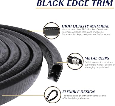 Edge Trim Seal Strip 1/23/8 UChannel Weather Stripping with Metal 10FT