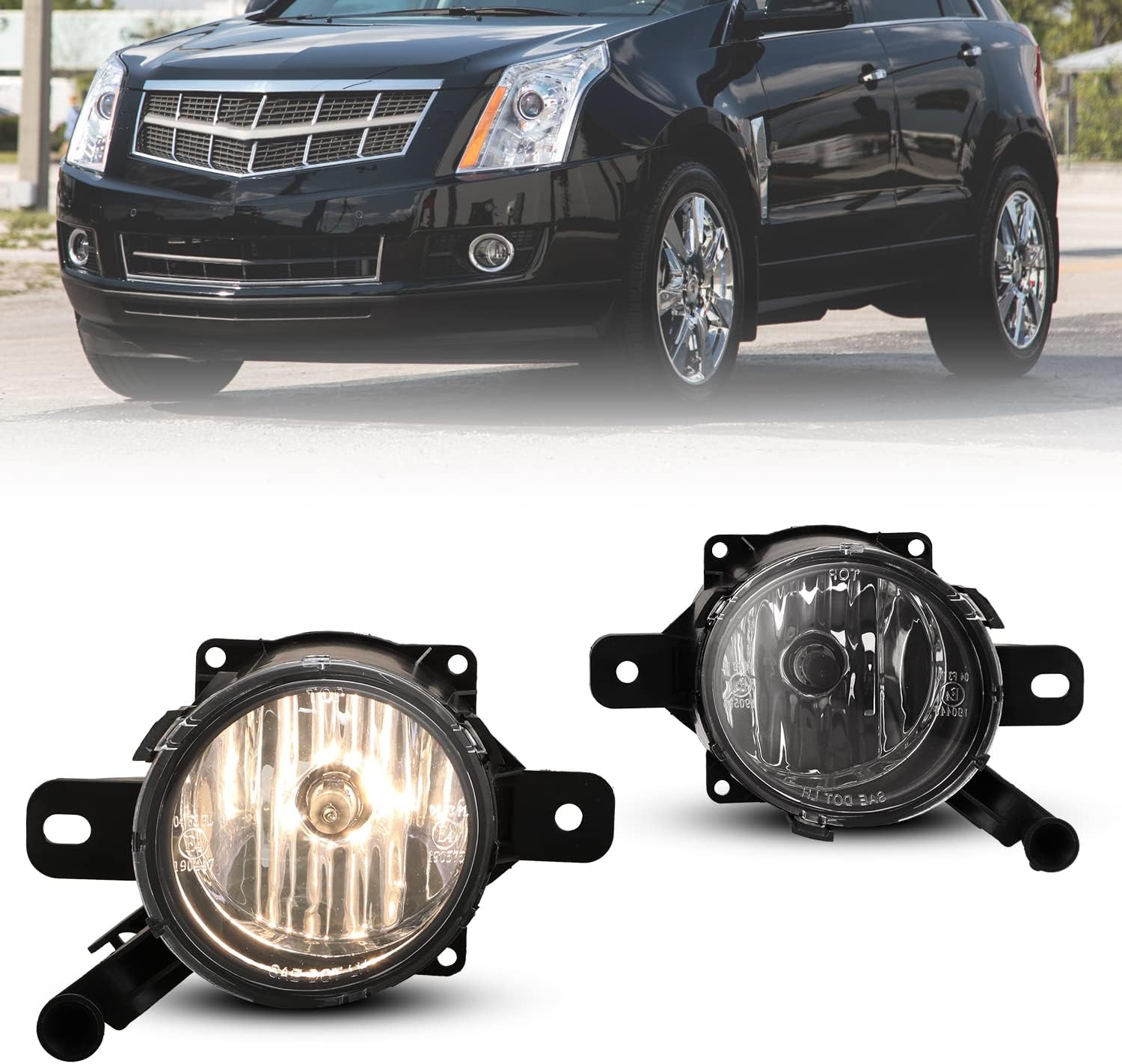 CPW OEM Fog Lights Fit For 2013-2016 Chevy Malibu, Driver & Passenger Driving Fog Lamps For 2014-2017 Chevy SS, 1 Pair Fog Lights For 2008-2009 Saturn Astra & 2010-2015 Cadillac SRX (Black/Clear)