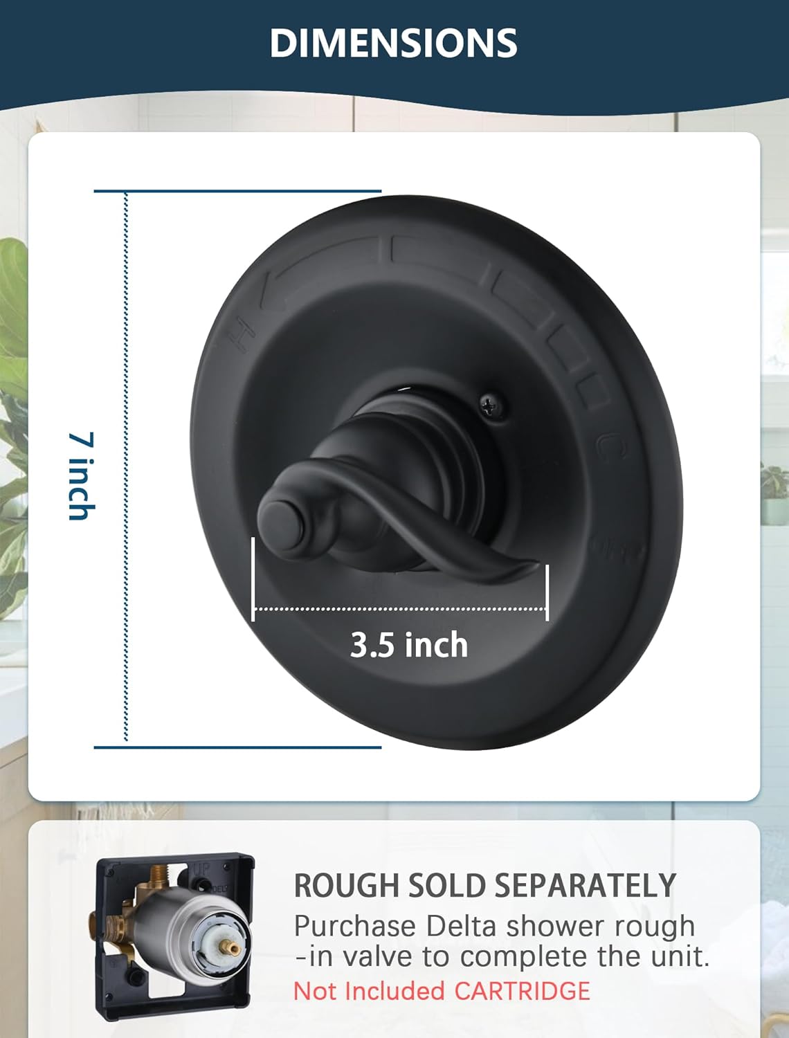 Shower Cover Plate with 2 Handle Matte Black, Replacement for Delta 13/14 Series BT14096