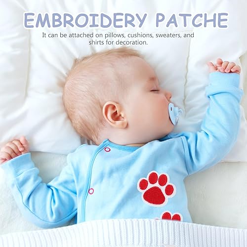 Miniatura 3 de 10 Uds. De La Pata De Gato Estampado Animal DIY Bordado Apliques Hierro- en Parche Rojo