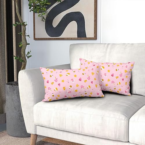 Miniatura 6 de Juego de 2 fundas de almohada de Navidad rosas de 12 x 20 pulgadas, lindas fundas de almohada lumbares de pan de jengibre, pastel dulce, postre,