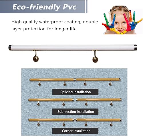 Miniatura 3 de Pasamanos de barandilla de escalera, barandilla de seguridad antideslizante de PVC para escalones de loft interiores, contra la pared, barra de