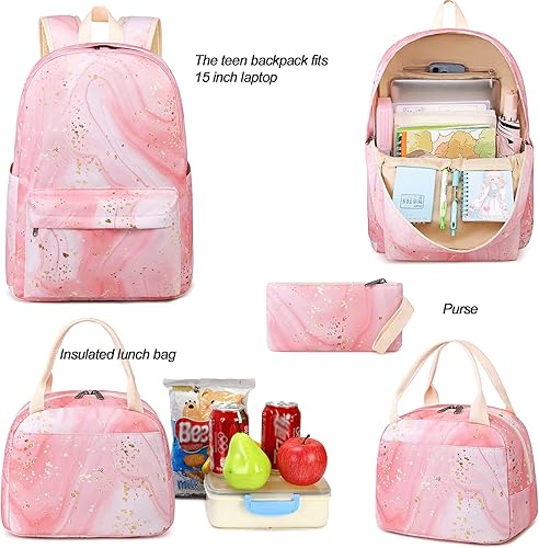 Miniatura 2 de BTOOP Mochilas escolares para adolescentes y niñas, mochila de lona ligera, juego de mochila escolar