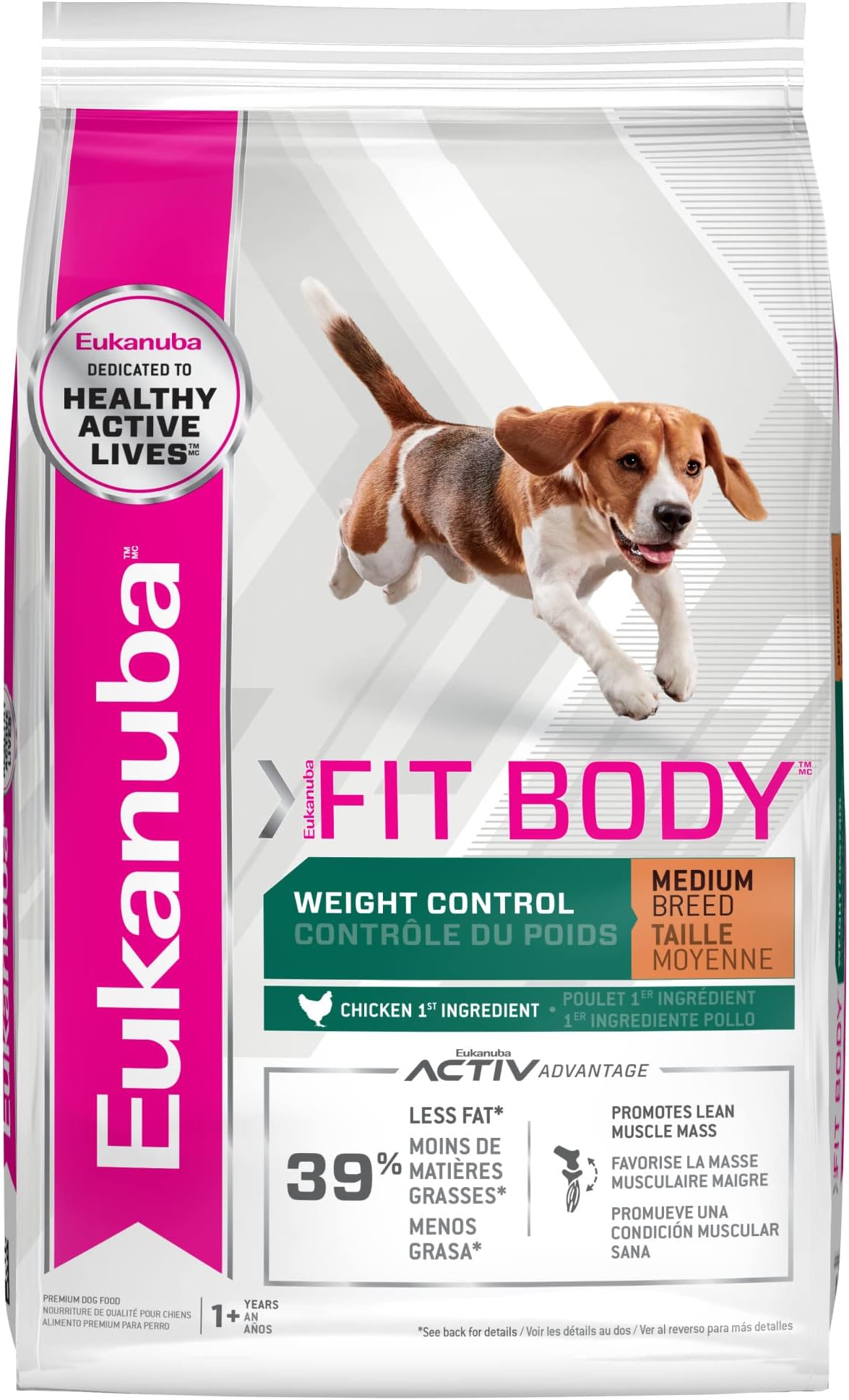 Fit Body Weight Control Medium Breed Dry Dog Food, 15 lb