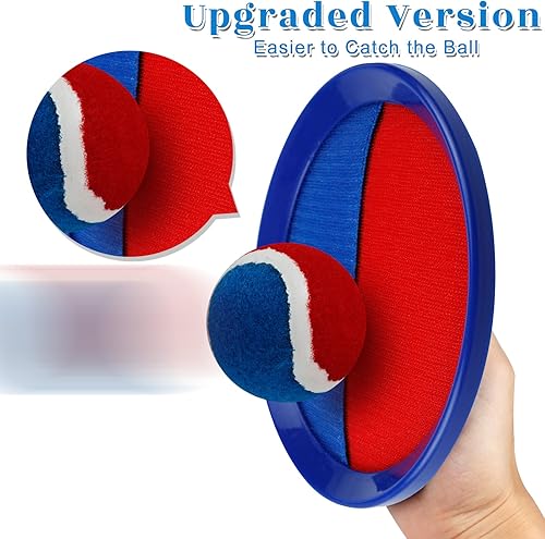 Miniatura 2 de jxzdle Toss and Catch Game Set, Velcro Ball and Catch Game with 4 Paddles 4 Balls and 1 Storage Bag, Great Outdoor ToysGifts for Kids, Classic
