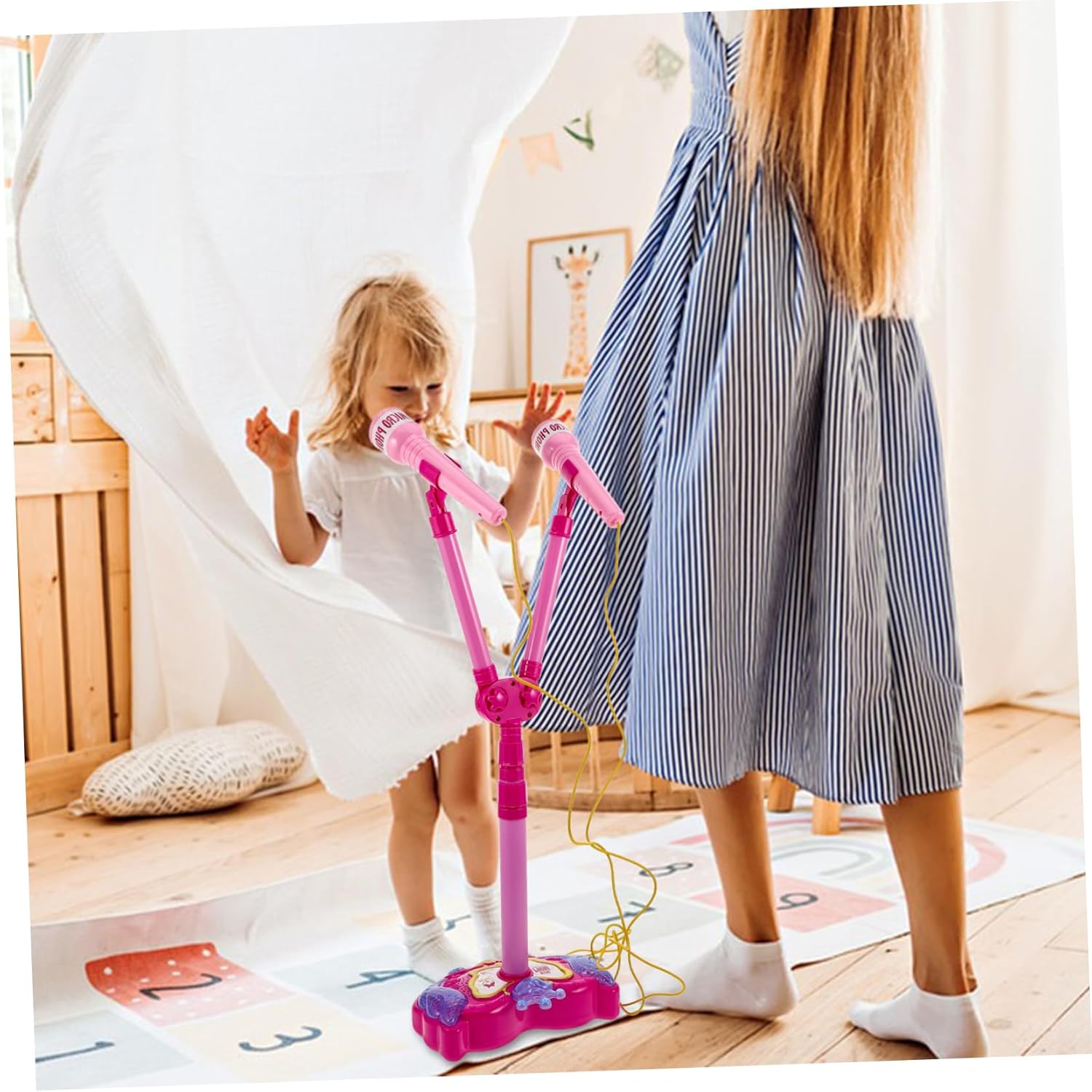 Dual Microphone Boy Girl Karaoke Machine with Stand Mini for Toddlers and Boy Girl Portable Karaoke Phonograph for Girls and Boys Early Education Music Toy