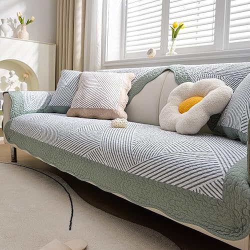 Miniatura 8 de vctops Funda de sofá de algodón con estampado de margaritas, funda acolchada para sofá modular, funda antideslizante y suave, lavable, protector de