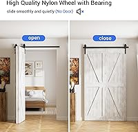 Vista 3 de CCJH - Kit de herrajes para puerta corredera plegable de granero de 30", para 2 puertas, se desliza suave y silenciosamente, riel negro