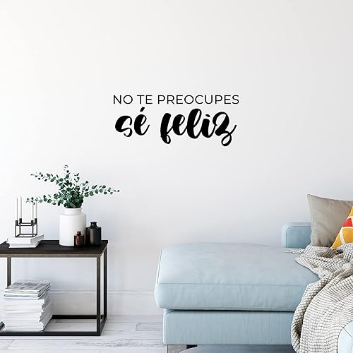 Miniatura 1 de Calcomanía de vinilo para pared, No Te Preocupes, Se Feliz/Do Not Worry, Be Happy, 10 x 25 pulgadas, calcomanía inspiradora de moda con frase en