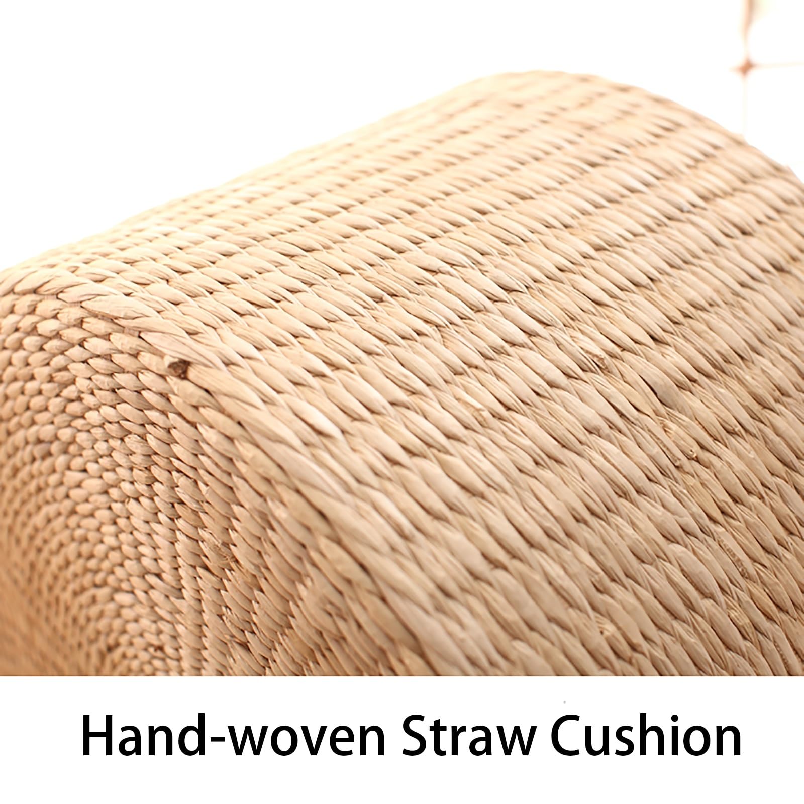 Konsilsa Woven Straw Seat Cushion, Japanese-Style Handcrafted Tatami Floor Pillow Cushion Round Pouf Outdoor Floor Pads Suitable for Yoga Meditation Garden Living Room(H6cm,Diameter: 45cm(18inch))