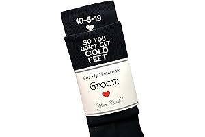 Personalized Black Dress Socks with Humorous "Cold Feet" Message for Groomsmen