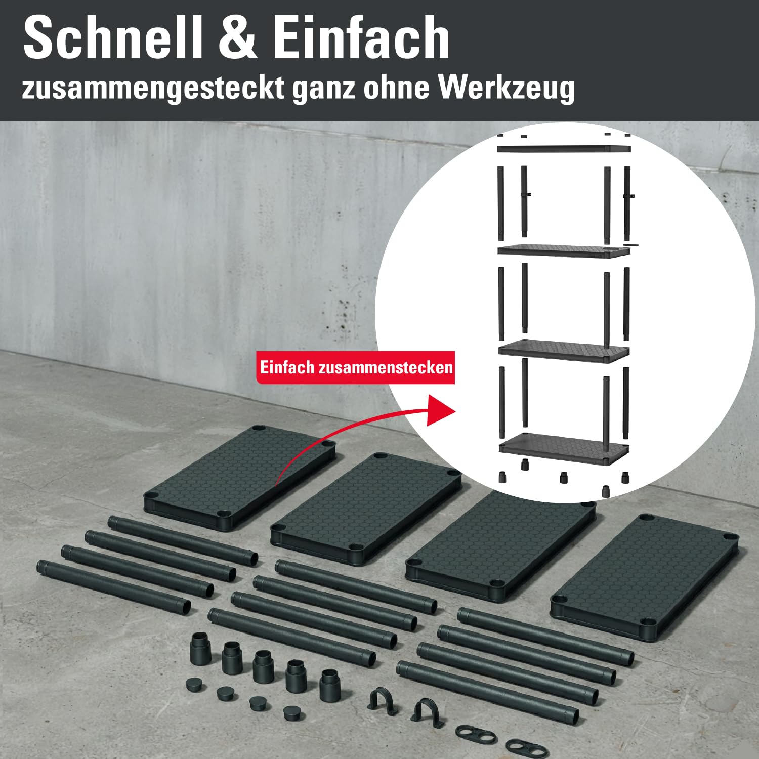 Kistenberg Stackaro Solid - Estantería de plástico para taller (58 x 28 x 131,5 cm)