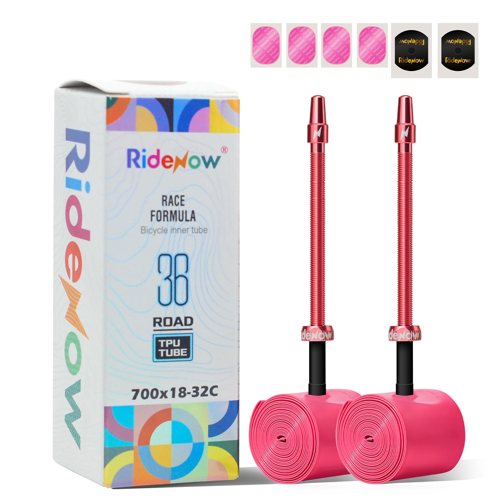 RideNow 2 Pack Road Bike Inner Tubes, 700 x 18C-32C, Metal/TPU Presta Valve