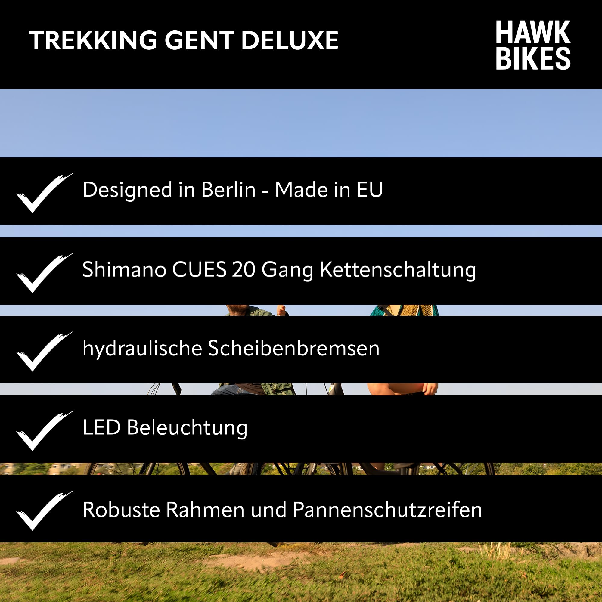 HAWK Trekking Gent Deluxe Fahrrad Herren I Bike mit CUES Kettenschaltung & Beleuchtung I Allrounder I Ozeanblau