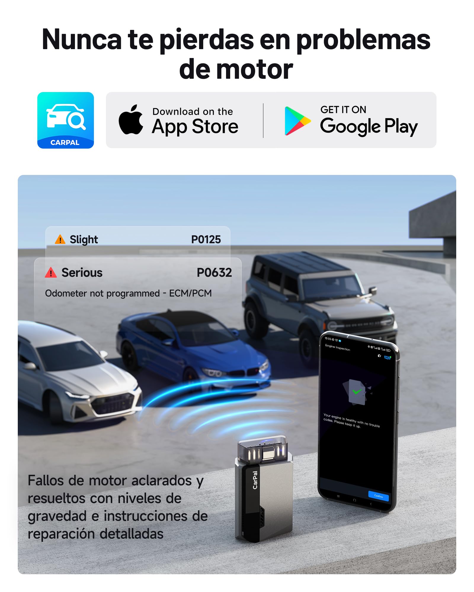 TOPDON Carpal-A obd2 Diagnosis Bluetooth, Diagnosis Coche multimarca para iOS y Android, Completo del Sistema& 6 Funciones de Reinicio, guía de reparación,1 año de actualizaciones gratuitas