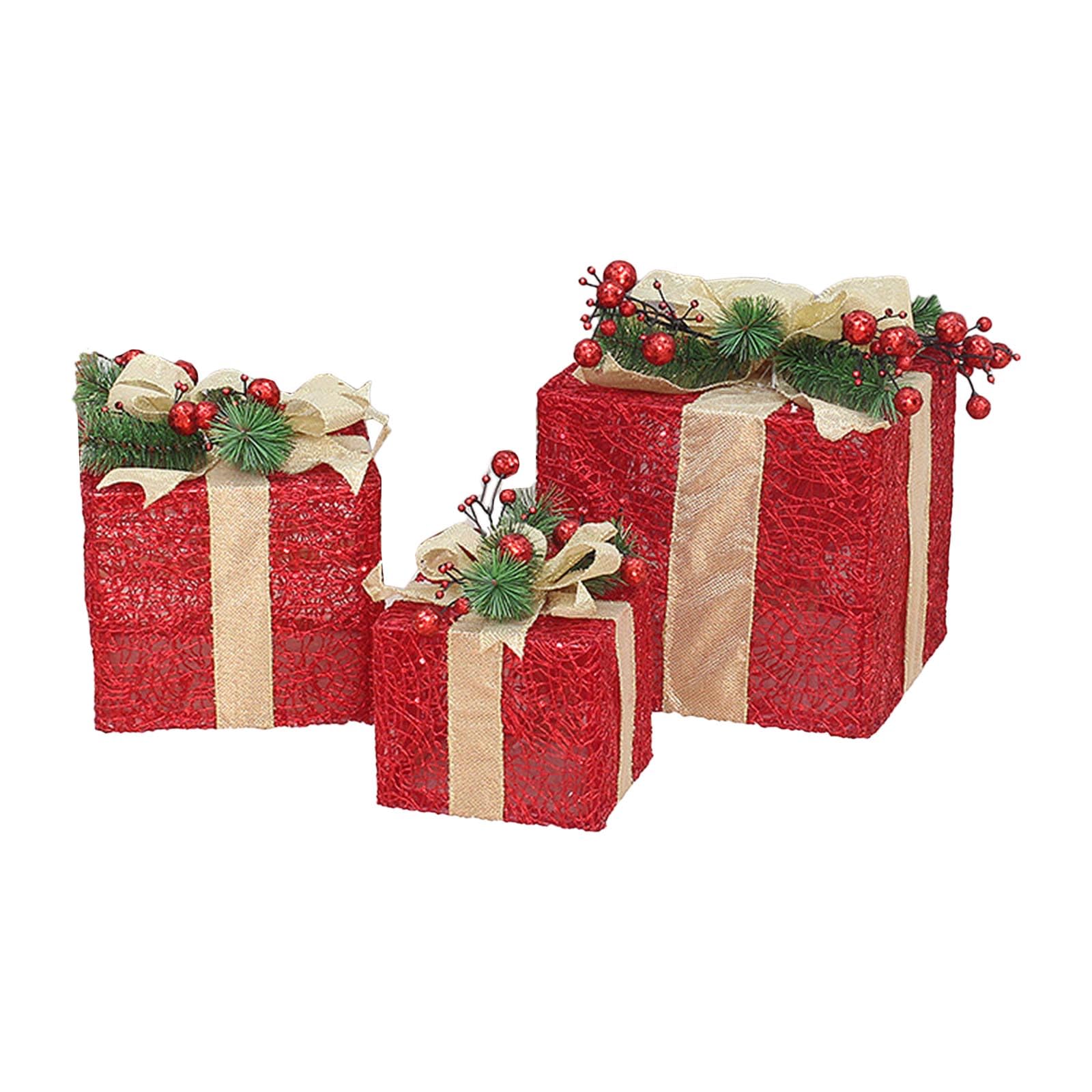 3 scatole Regalo Natale con Scatola Regalo con Fiocco e Ornamento sotto l ' Albero per Decorazioni Natalizie per la casa e Giardino
