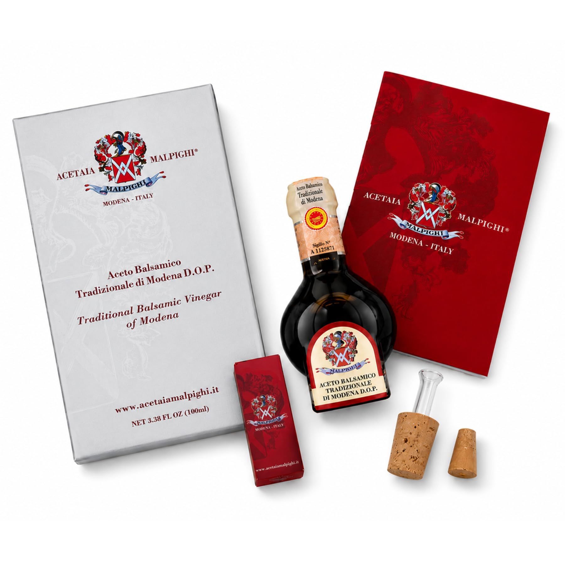 Acetaia Malpighi – Vinagre Balsámico Tradicional de Módena DOP Envejecido 12+ Años – 100 ml – Solo Mosto Cocido – Selección para Alta Gastronomía