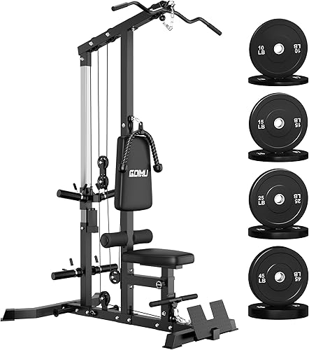 Miniatura 15 de LS01 Máquina de tracción LAT, máquina de cable para remo LAT con abdominales, torre LAT con accesorios de remo con cable, estaciones de polea 3 en 1