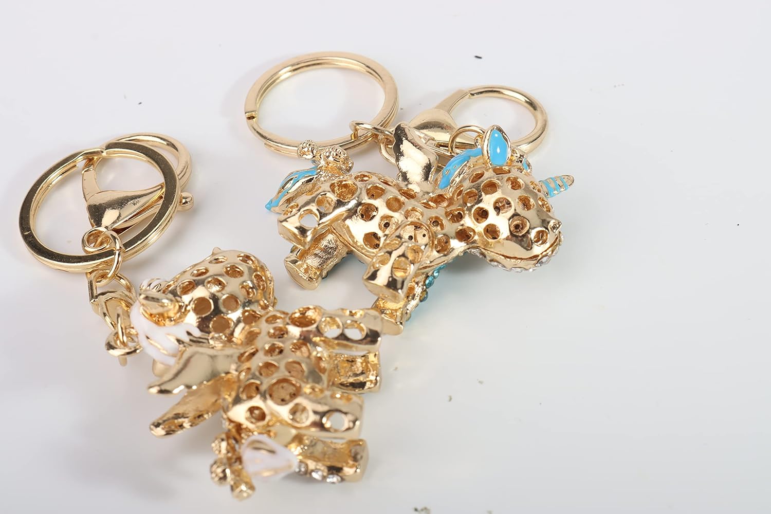 2 PCS Cute Rhinestone Unicorn Keychain with Alloy Material Handbag Purse Charms Key Ring Pendant for Accessory Decoration (White+Blue) : Home & Kitchen