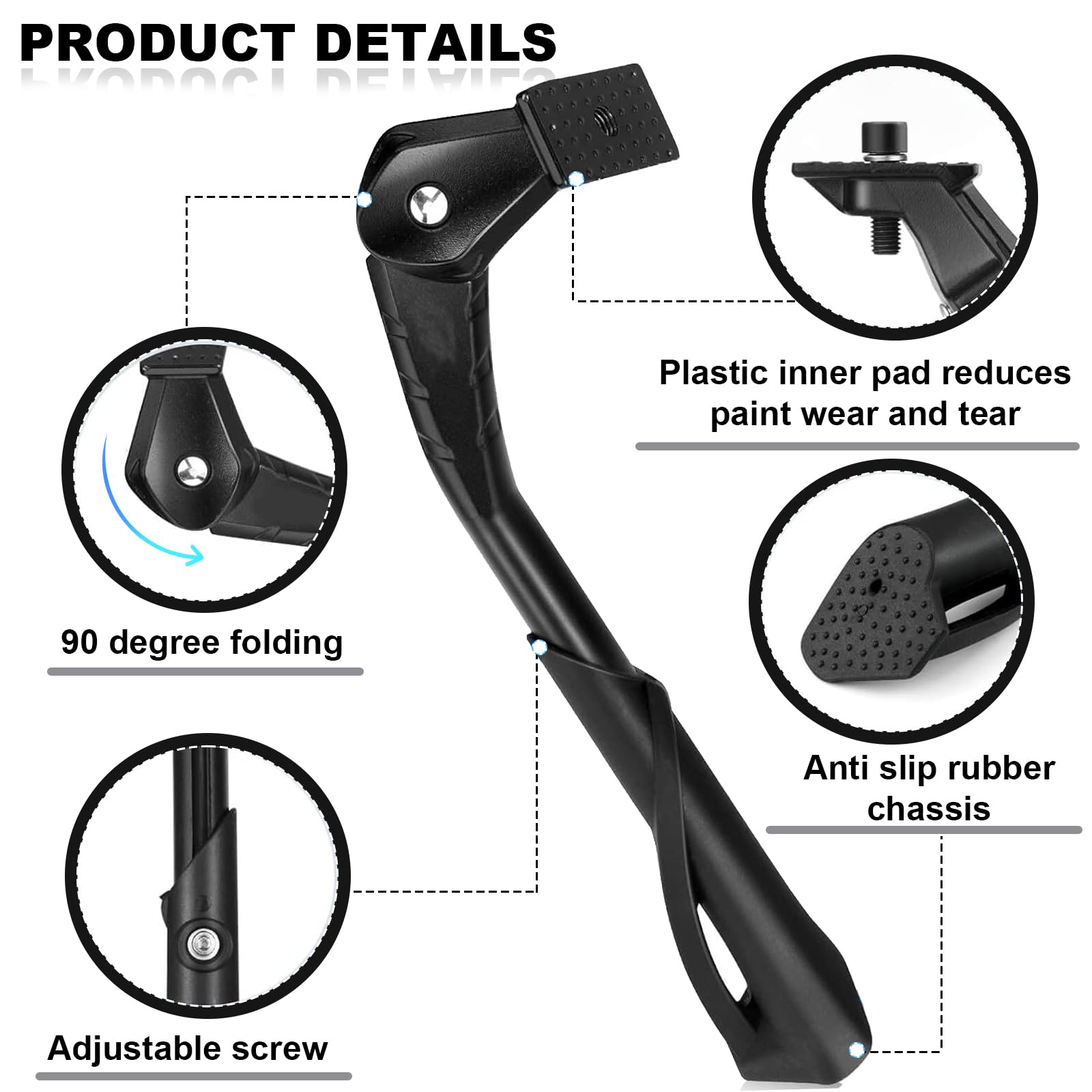 Console Stand Alone Cavalletto Laterale Per Bici Universale In Alluminio Regolabile, Per Ruote Da 24 A 29 Pollici Cavalletto Laterale Portante 45kg - Foto 8