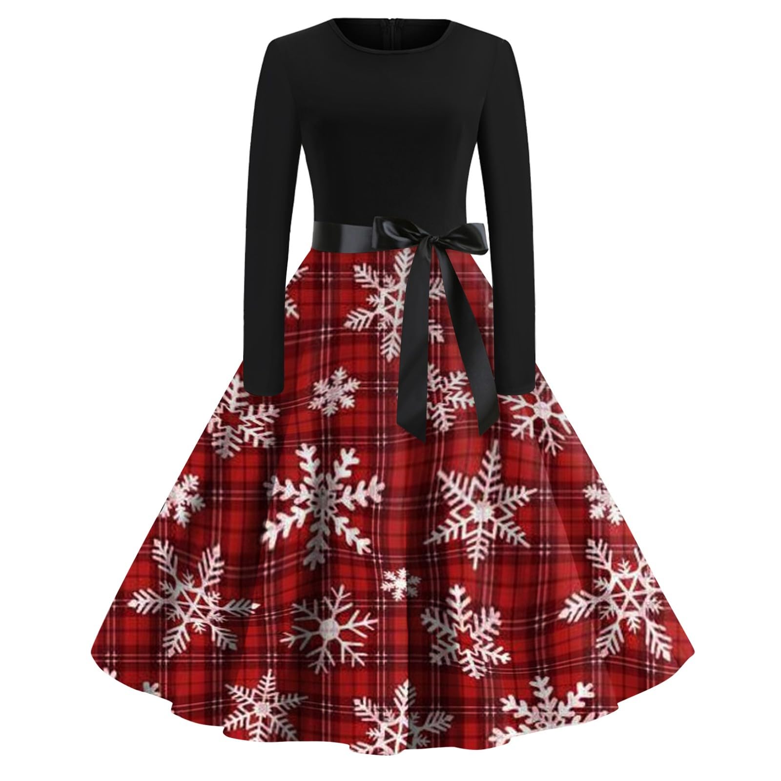 Genérico Vestidos De Fiesta Mujer Talla Grande Disfraz Navidad Mujer Vestido Coctel Navideño Reno Elegante Mangas Largas Cuello Redondo Ropa Otoño Vestido Mujer