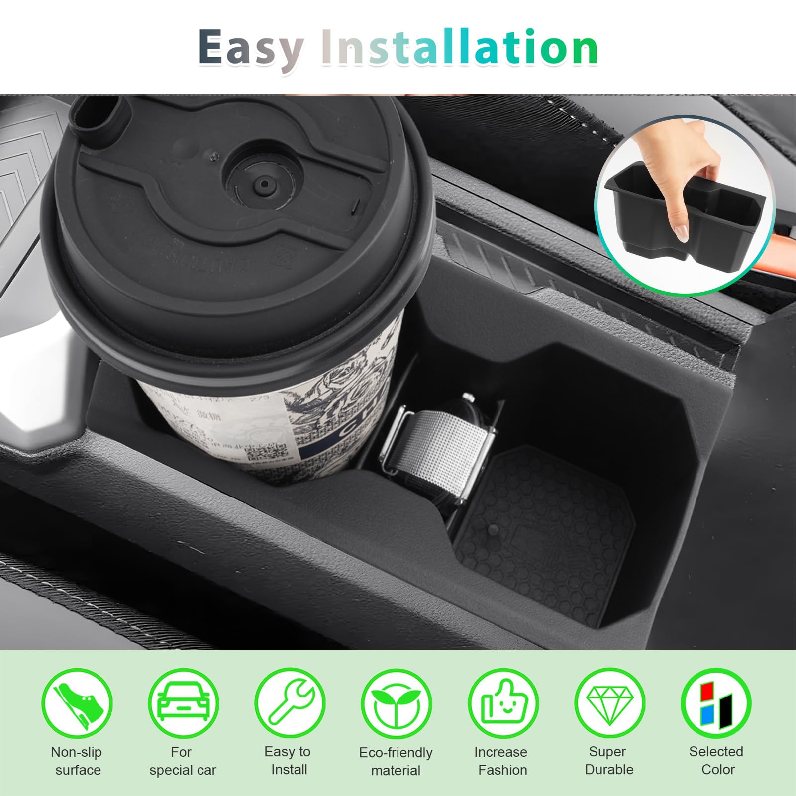 GAFAT Bekerhouder-beschermhoes voor Dacia Duster 3 2024 2025 2026, zacht TPE-rubber, middenconsole, OEM, origineel met plank, antislip, schokbestendig, 2025 Dacia Duster 3-accessoires