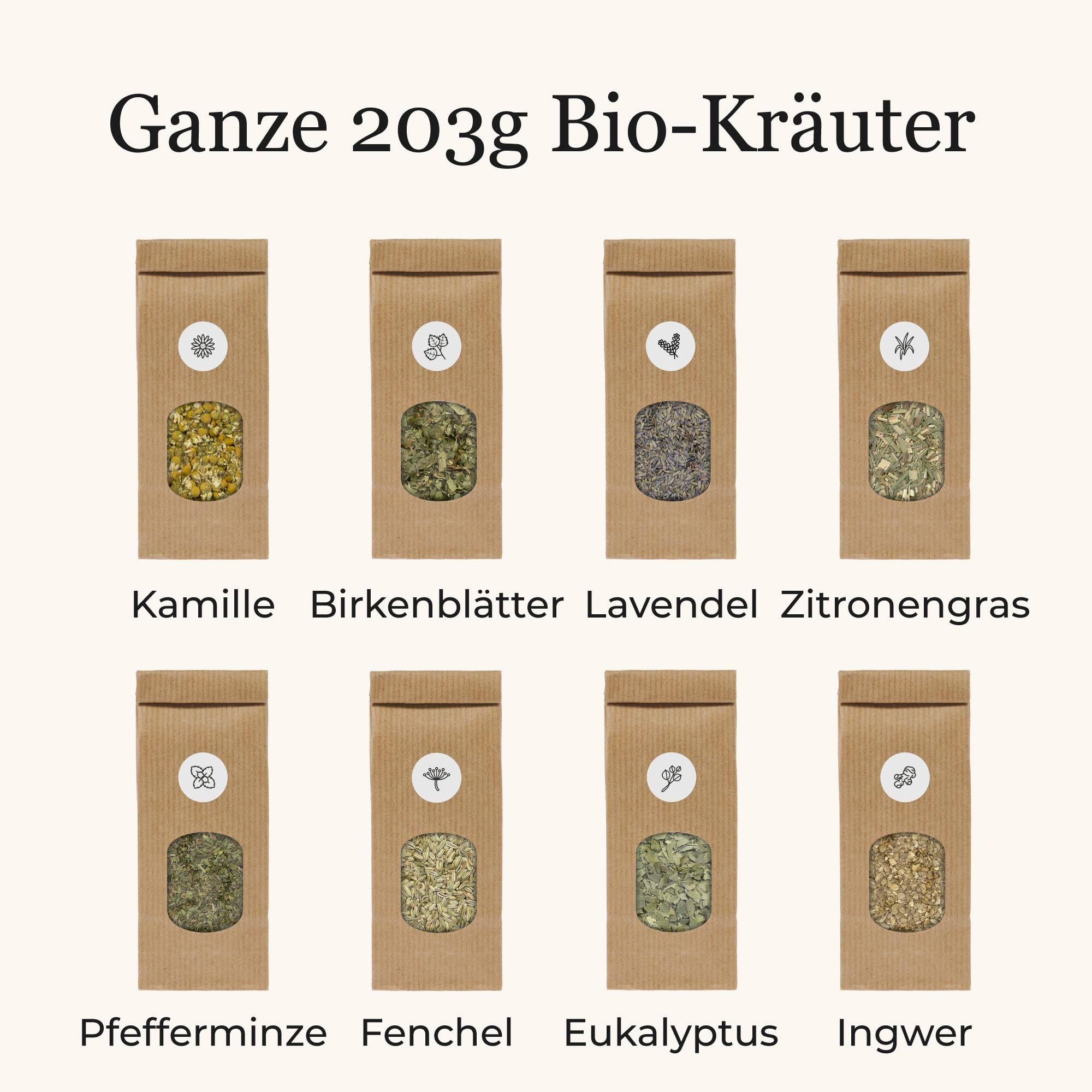 BIO Kräuter Tee Geschenkset mit 8 Tee-Sorten DIY Teemischung Selber Machen