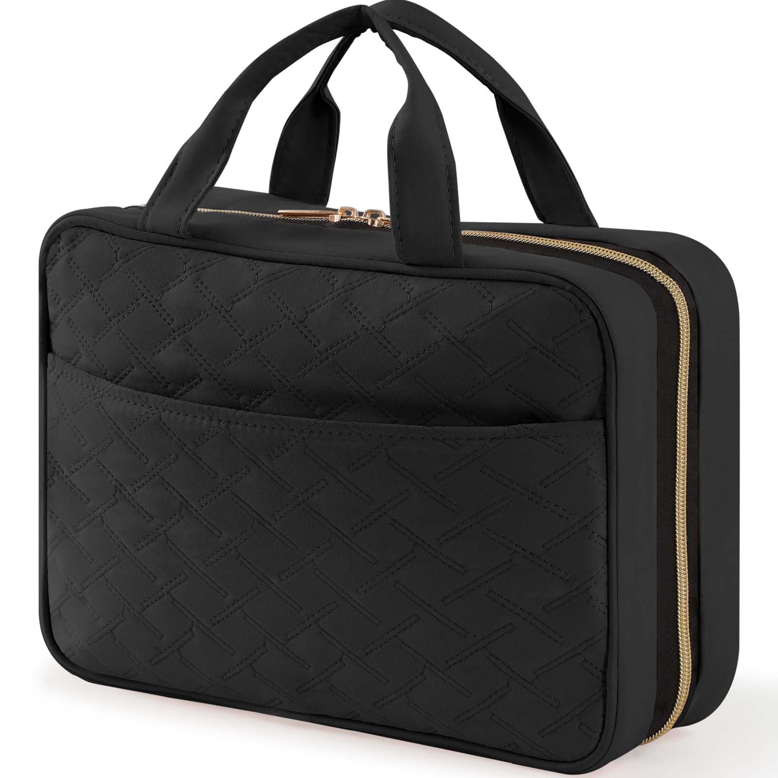 Lifewit Neceser de Viaje, Bolso de Maquillaje Grande, Organizador de Viaje para Mujer con Asas, Neceser de Viaje Interior Transparente con Gancho, Guarda Frascos, Accesorios, Mediano, Negro