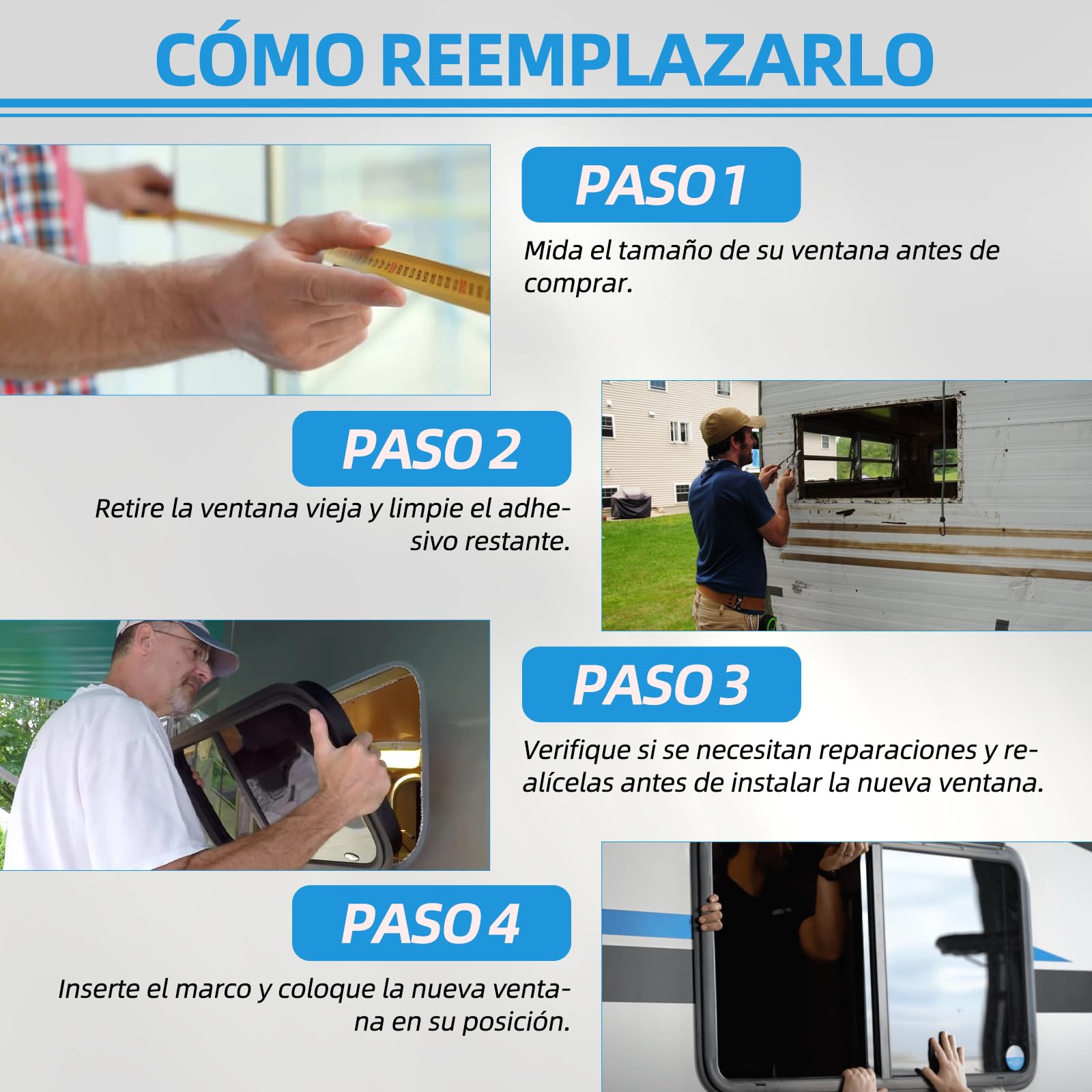 Ventana lateral para autocaravana, ventana deslizante tintada con mosquitero, adecuada para autocaravanas, caravanas y remolques (600×300mm) - Negro