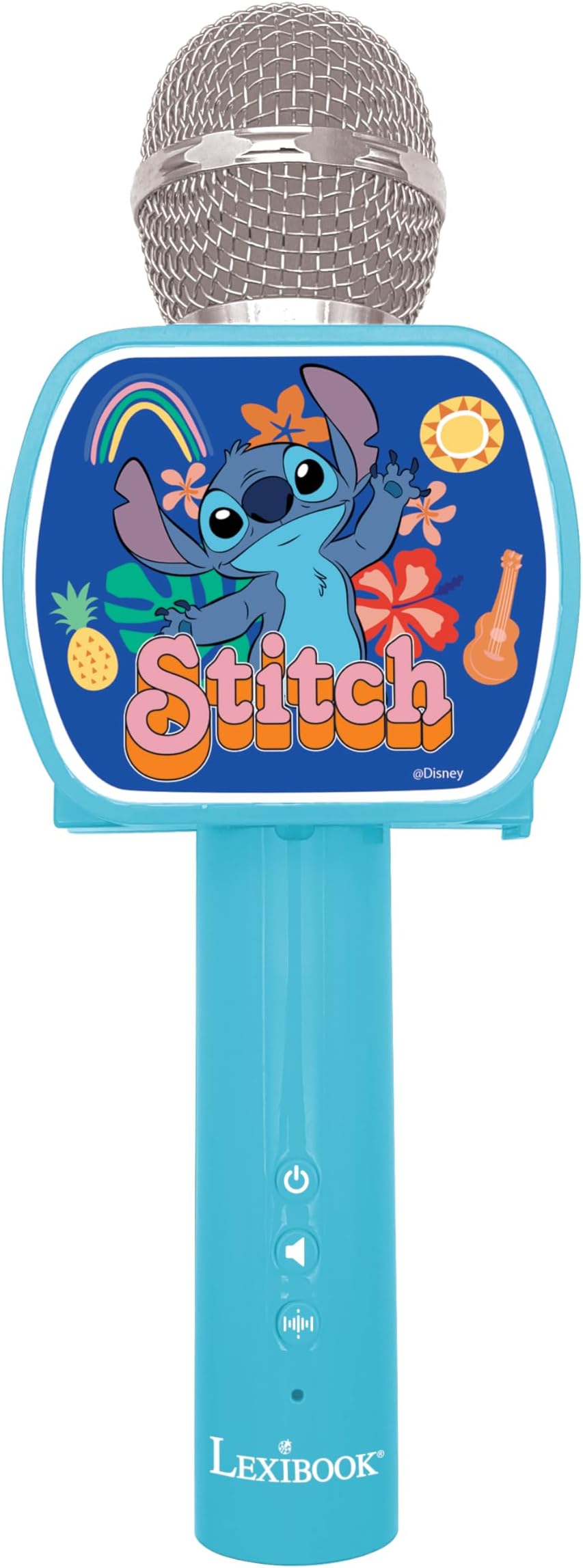 Disney Stitch, Bluetooth® Microphone with voice change function, Built-in speaker, Phone holder included, Blue, MIC240D