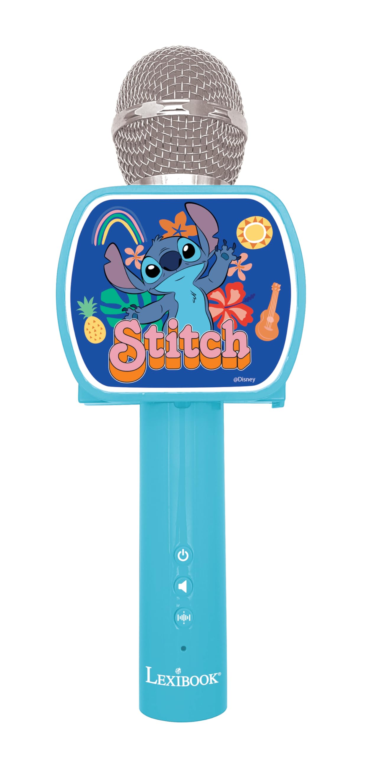 Lexibook, Disney Stitch, Microfono Bluetooth® con Funzione di Cambio Voce, Altoparlante Integrato, Supporto per Telefono Incluso, Blu, MIC240D