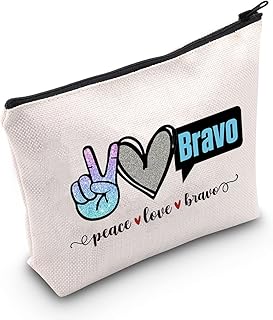 TV Show Inspired Gift Peace Love Bravo Zipper Makeup Bag Travel Bag for Women TV Show Fans Gift For Friends (peace love bra bag)