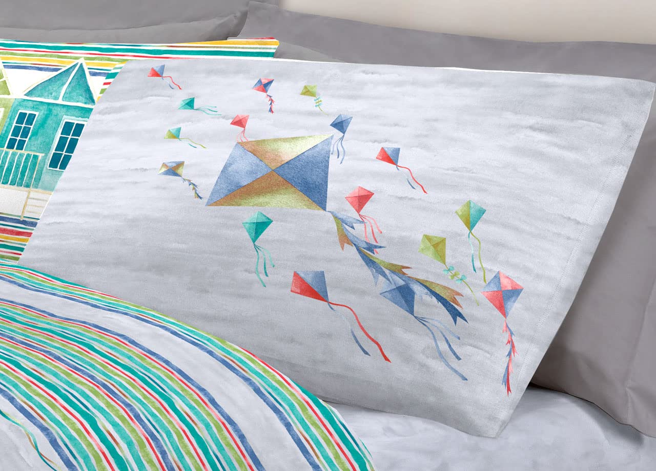 BIANCHERIAWEB Juego de Sábanas, Ropa Cama, Cubre Cama de Pensieri Delicati 100 % Algodón, Diseño de Aquiloni